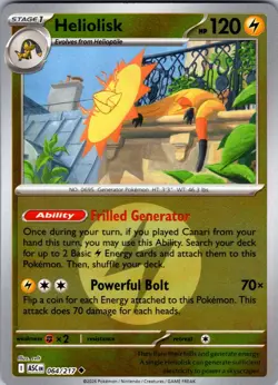 Heliolisk (Energy Symbol Pattern) 064/217 ASC Pokemon Reverse Holo NM - Image 1