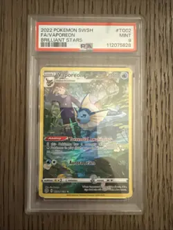 2022 Pokemon SWSH Vaporeon Brilliant Stars FA TG02/TG30 PSA 9 Mint - Image 1