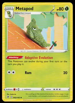 Metapod 002/192 Uncommon Rebel Clash Pokemon Near Mint - Image 1