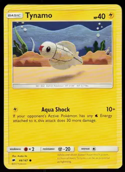 Tynamo 44/147 Common Burning Shadows Pokemon Near Mint - Image 1