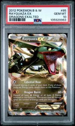 2012 Pokemon Black & White Rayquaza EX Dragons Exalted #85/124 GEM MINT PSA 10 - Image 1