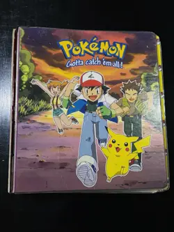 Pokemon TCG Vintage 3 Ring Binder Ash 1999 Pikachu Brock Misty Official Nintendo - Image 1