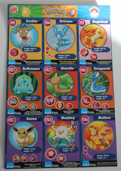 POKEMON - RARE UNCUT cards sheet - Burger King Bulbasaur Eevee Moltres Dragonair - Image 1