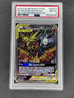 2019 POKEMON SM BLACK STAR STAINED GLASS /MOLTRES & ZAPDOS & ARTICUNO GX PSA 8 - Image 1