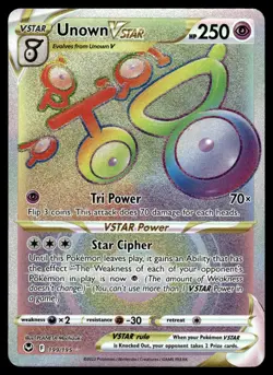 Unown VSTAR VSTAR/Rare Rainbow #199 - Ultra Rare - Pokemon Silver Tempest - LP - Image 1