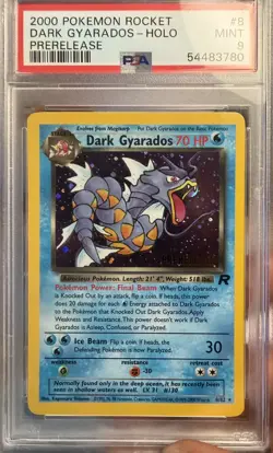2000 POKEMON ROCKET PRERELEASE #8 DARK GYARADOS-HOLO PSA 9 - Image 1