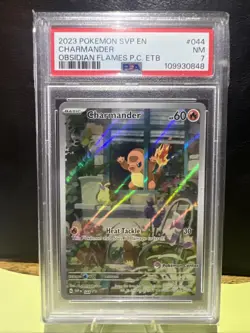 2023 POKEMON OBSIDIAN FLAMES POKEMON CENTER ETB PROMO SVP #044 CHARMANDER PSA 7 - Image 1