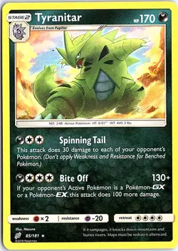 Tyranitar Holo Rare SM - Team Up 85/181 LP Pokemon - Image 1