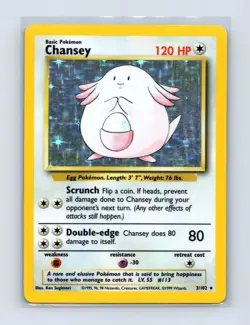 Chansey 3/102 Holo Holo Rare Base Set Unlimited Pokemon Holo Lightly Played - Image 1