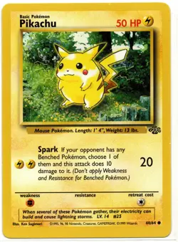 Pikachu Jungle Unlimited Edition 60/64 Common Lightly Played Pokemon TCG - Image 1