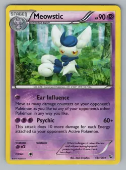MEOWSTIC (XY FLASHFIRE) 43 HOLO RARE POKEMON DMG PR 5BAN GRAPHICS - Image 1