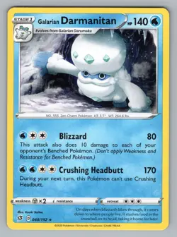 GALARIAN DARMANITAN 048/192- R REBEL CLASH POKEMON NM RCL 2020 - Image 1