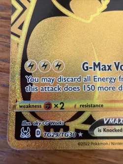 Pokemon TCG Pikachu VMAX #TG29/TG30 SWSH11: Lost Origin Ultra Rare Gold Holo - Image 2