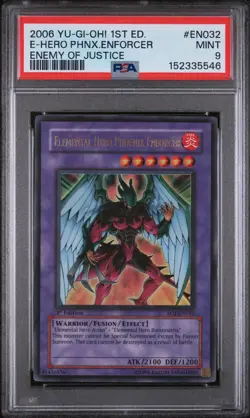 Yugioh 2006 Elemental Hero Phoenix Enforcer EOJ EN032 1st Edition RARE - PSA 9💎 - Image 1