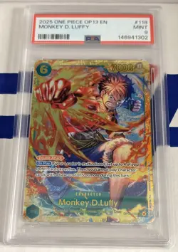 One Piece - Carrying on His Will - Monkey.D.Luffy - OP13-118 SEC - PSA 9 - Image 1