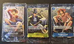 One Piece Promo Tin Set Sealed Monkey D Luffy P-075, P-074, P-073 Ace Sabo - Image 1