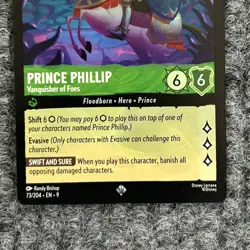 Disney Lorcana Fabled Prince Phillip Vanquisher of Foes 73/204 Super Rare NM - Image 4