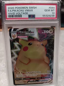 PSA 10 Pikachu VMAX #044 Vivid Voltage Ultra Rare Pokemon SWSH Card GEM Mint 10 - Image 1