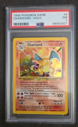 Pokemon PSA 7 Unlimited Charizard 4/102 Base Set Holo Rare Vintage Card NM - Image 1