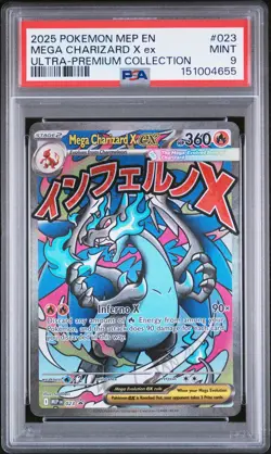 2025 POKEMON MEP EN-ME BLACK STAR PROMO #023 MEGA CHARIZARD X EX PSA 9 - Image 1