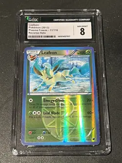 Pokemon TCG Leafeon 11/116 Reverse Holo CGC 8 NM/MINT+ Plasma Freeze - Image 1