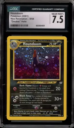 Pokemon Houndoom Neo Revelation Unlimited Holo Rare #8 "DOUBLE HOLO" CGC 7.5 - Image 1