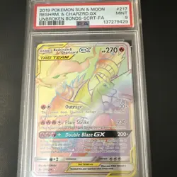 The Pokemon Company PSA 9 2019 Unbroken Bonds Reshiram & Charizard GX 217/214 - Image 1