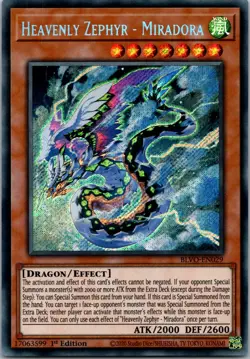 Yugioh Heavenly Zephyr - Miradora BLVO-EN029 1st Edition Secret Rare NM - Image 1