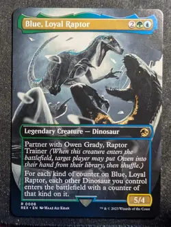 Blue, Loyal Raptor - Borderless - Jurassic World Collection REX (MTG) - Image 1