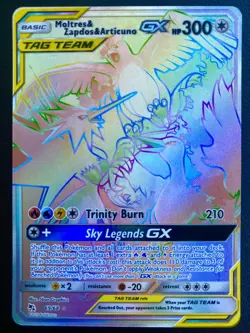 Pokemon TCG Moltres & Zapdos & Articuno Tag Team GX Hidden Fates 69/68 Rainbow - Image 1