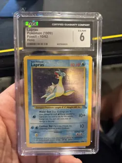 1999 Pokemon Fossil Lapras- Holo Rare- CGC Graded 6 - Image 1
