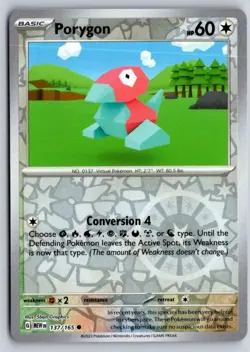 Porygon 137/165 Common 151 Pokemon Reverse Holo Near Mint - Image 1