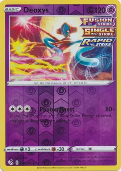 Reverse Holo Deoxys 120/264 Fusion Strike Rare Pokemon TCG - Image 1