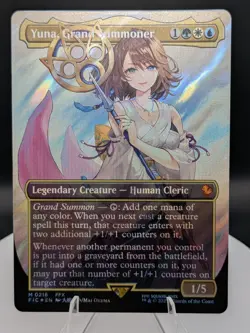 Yuna, Grand Summoner (Borderless) SURGE FOIL: Final Fantasy MTG (NM) - Image 1