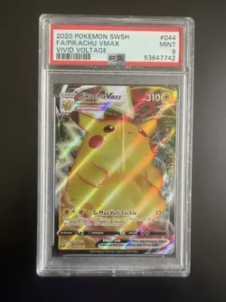 PSA 9 Pokemon Pikachu VMAX 044/185 Vivid Voltage Full Art Near Mint - Image 1