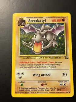 Pokemon TCG Aerodactyl Fossil Holo Rare Card 1/62 Unlimited - Image 1