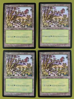 Forest (Red Tree Leaves) x4 Mirage 4x Magic the Gathering MTG - Image 1