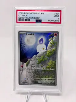 2025 Pokemon WHT EN Litwick 101/086 Sv: White Flare Holo PSA 9 - Image 1