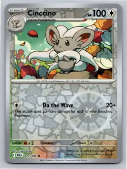 Cinccino 076/086 Uncommon Black Bolt Pokemon Reverse Holo Near Mint - Image 1