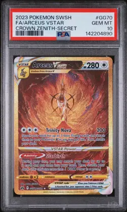 Graded Pokemon TCG Arceus VSTAR GG70/GG70 Gold Crown Zenith PSA 10 Gem Mint - Image 1