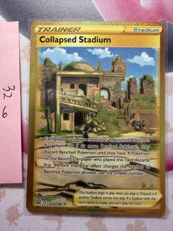 Pokemon TCG Collapsed Stadium 215/196 Trainer Gold Secret Rare Holo NM - Image 1