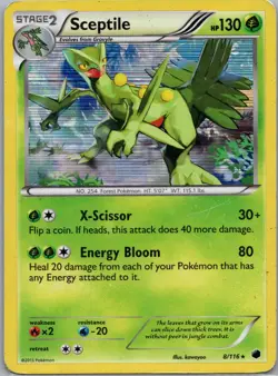Pokemon TCG Sceptile 8/106 Great Encounters 2008 Holo Rare- HP/ DMG - Image 1