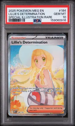 2025 POKEMON MEG EN-MEGA EVOLUTION #184 LILLIE'S DETERMINATION PSA 10 184/132 - Image 1