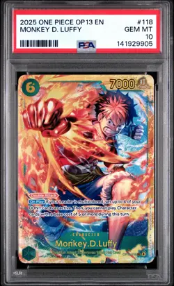 2025 ONE PIECE OP13-CARRYING ON HIS WILL #118 MONKEY D. LUFFY PSA 10 - Image 1