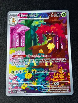 Pokemon TCG Sawsbuck - 166/162 SV05: Temporal Forces Illustration Rare NM - Image 1