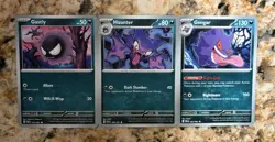Gastly + Haunter + Gengar 055/056/057- Paldean Fates Pokemon Evolution Set - NM - Image 1