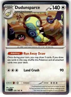 Dudunsparce 129/162 Rare Temporal Forces Pokemon Holo Near Mint - Image 1