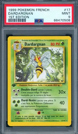 PSA 9 Dardargnan - 1999 French Pokemon Base Set 1st Edition 17/102 - Beedrill - Image 1