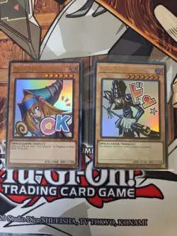 YUGIOH DARK MAGICIAN + DARK MAGICIAN GIRL RA05 ULTRA 1ST ED NM STAMP ART - Image 1