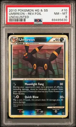 Pokemon 2010 HGSS Undaunted Umbreon Reverse Holo Rare PSA 8 - Image 1